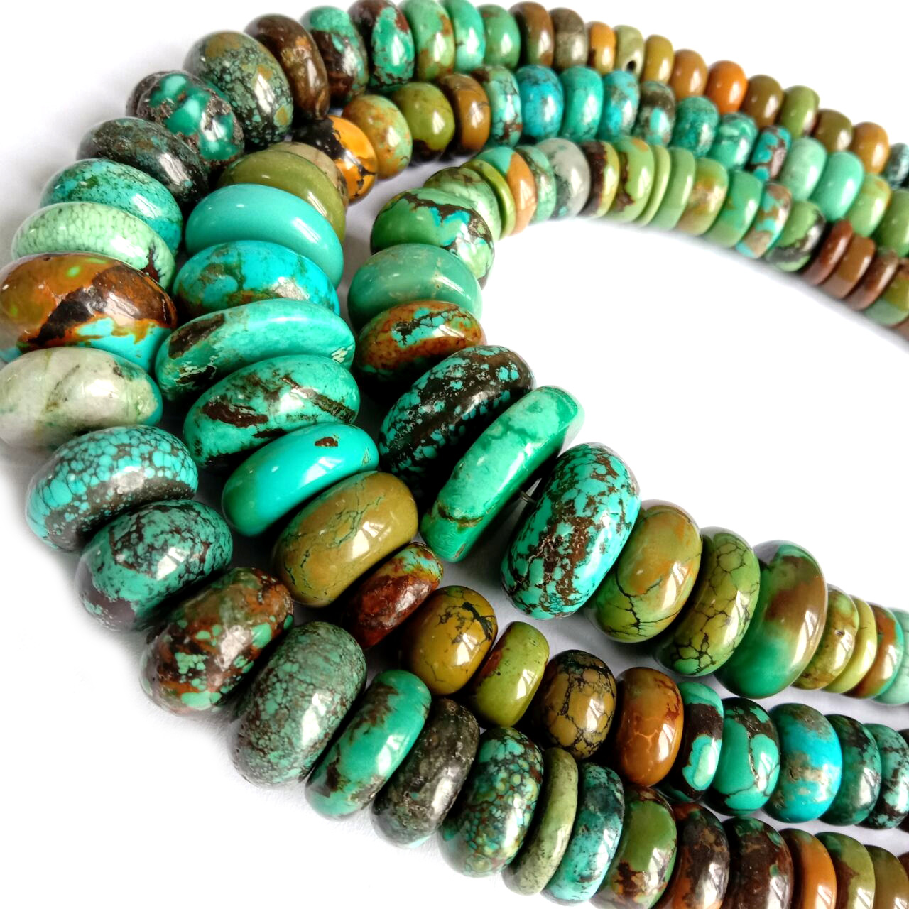 16 inch Green Blue Turquoise chunky necklace Freeform Disc Rondelle Wheel Heishi bead turquoise DIY Jewelry Beading 18