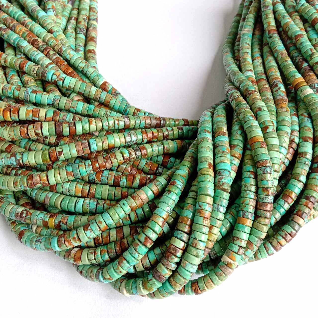 Manik-manik Cakram Heishi Pirus Hijau Batu Permata 16 inci Strand 6mm 18