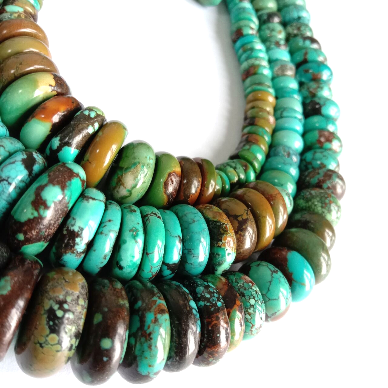 Gleiniau Turquoise Naturiol Gwe Corryn Cymylog Gleiniau Mawr Rondelle Disg Gleiniau Cyflenwadau Gwneud Emwaith 18
