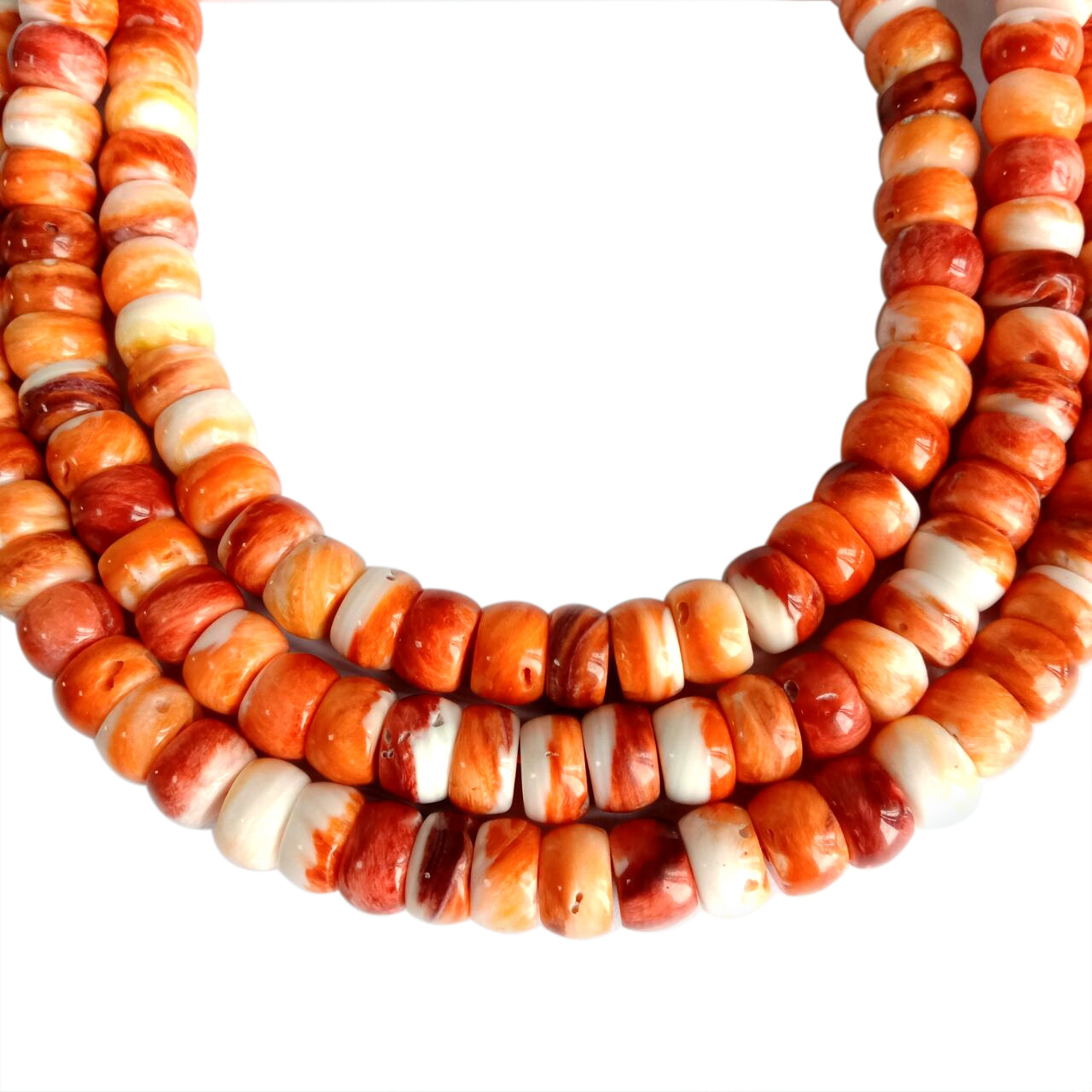 AAA Natural spiny oyster shell bead 5x8mm Roundell shape Gorgeous natural red orange color spiny oyster shell bead 14