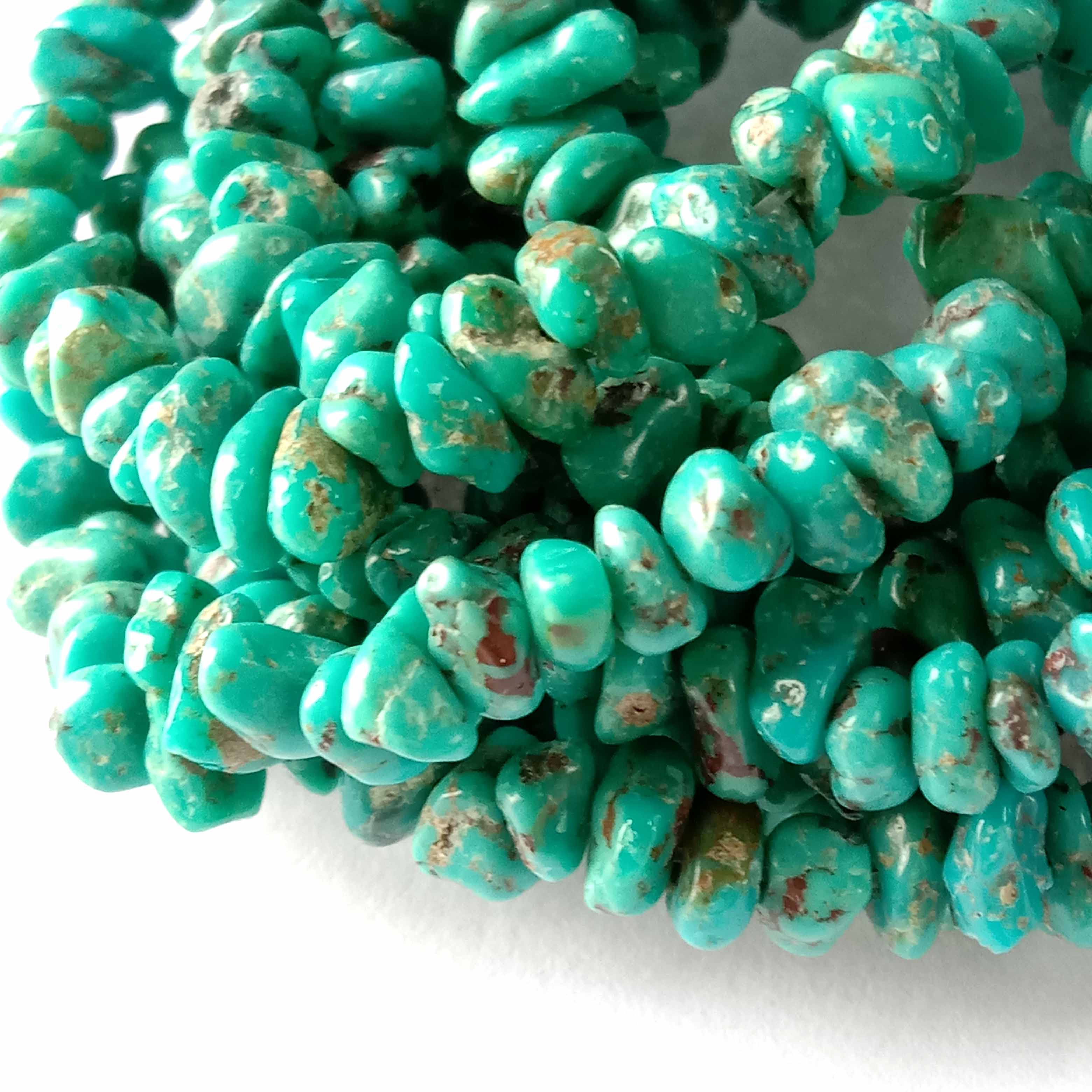 Turquoise Gemstone Strands Foromo ea mahala Nugget Chips Chip Bead Strands Lifaha tse entsoeng ka letsoho Ho etsa Mabenyane 18