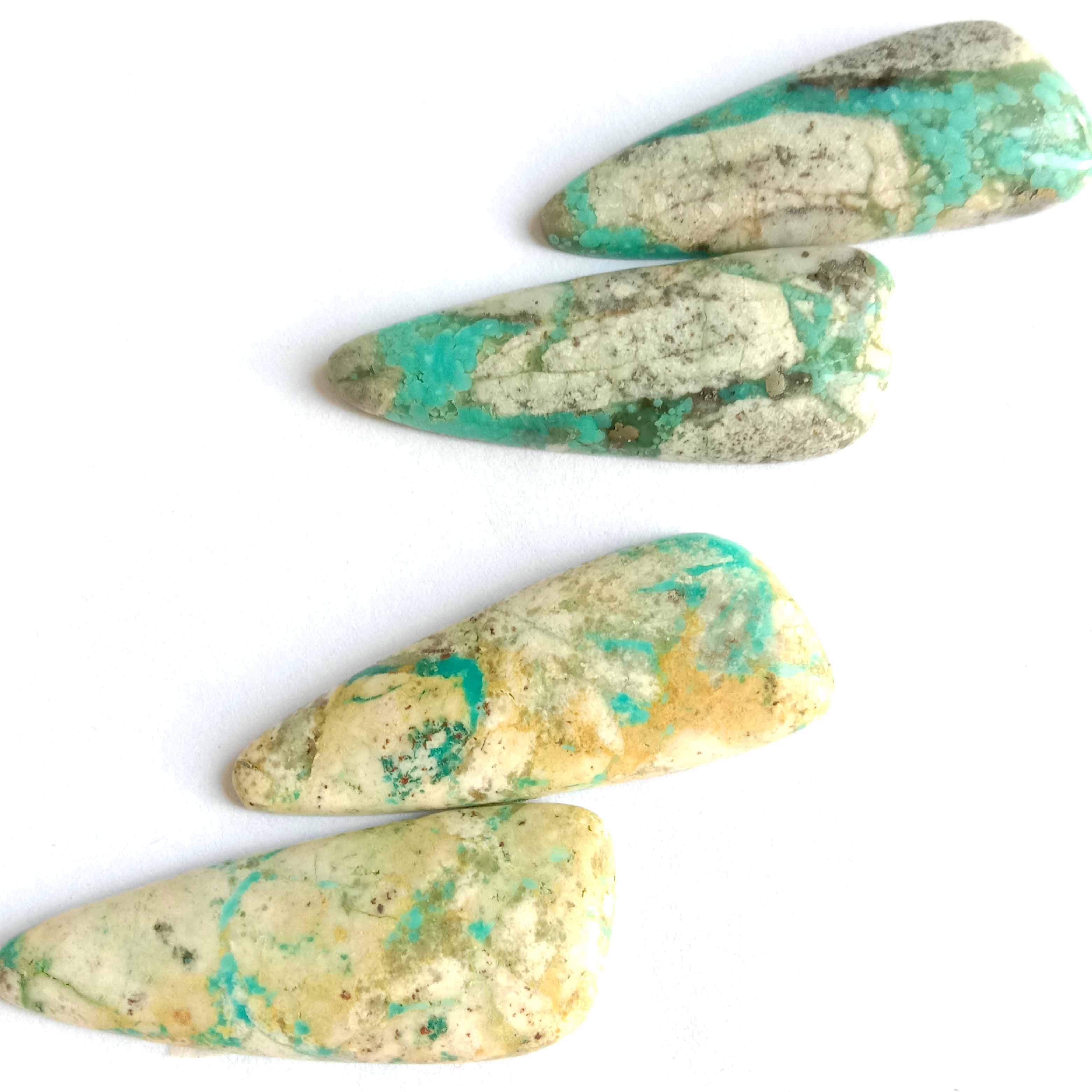 Natural Turquoise 13x35mm Pear Gemstone Cabochon Green Turquoise Cabs Bakeng sa ho etsa mabenyane 15