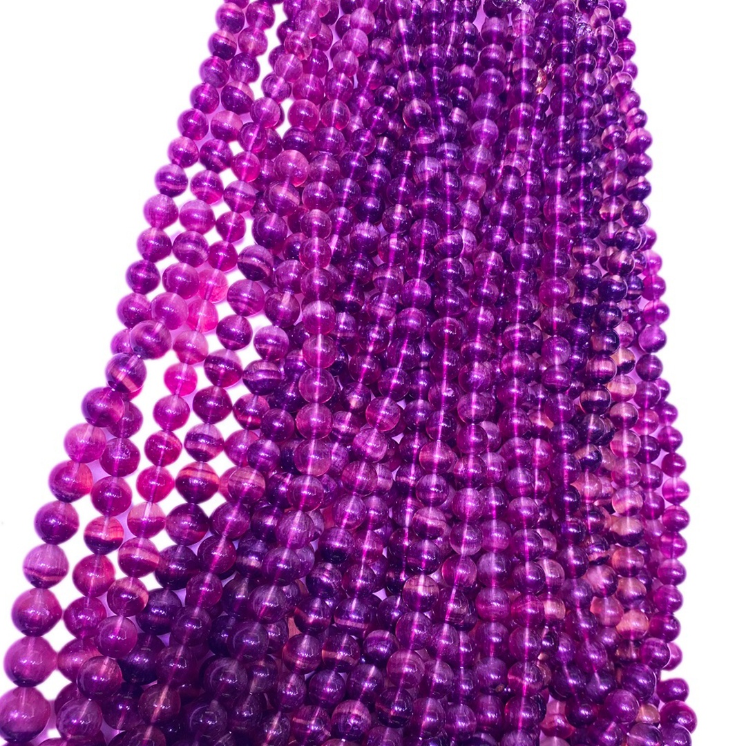 قدرتي چين fluorite حقيقي gemstone جامني رنگ جي موتي جوا جي ماپ 6-10mm 14