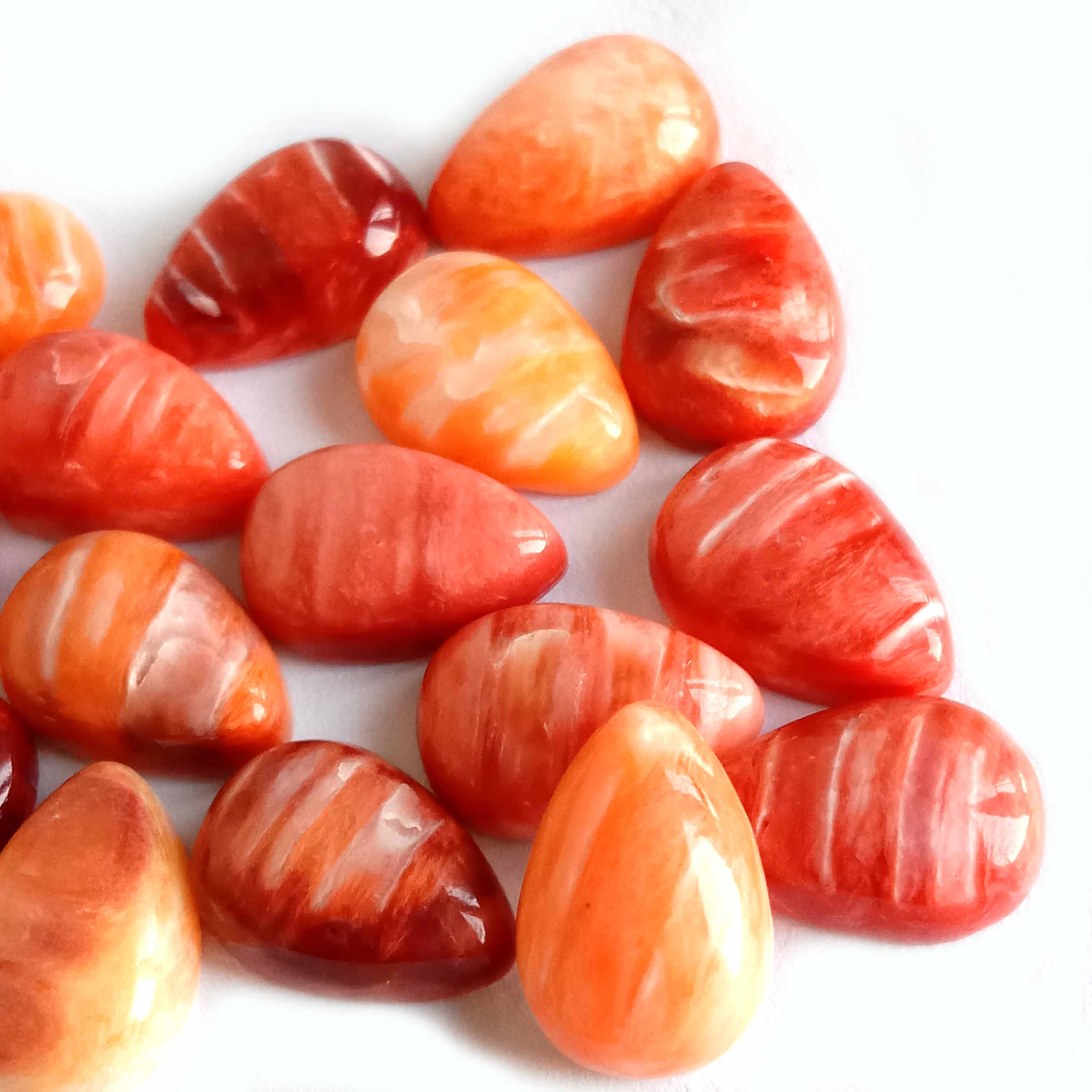 Spiny Oyster Shell Pear Tear Drop Cabochon 7x10mm 14