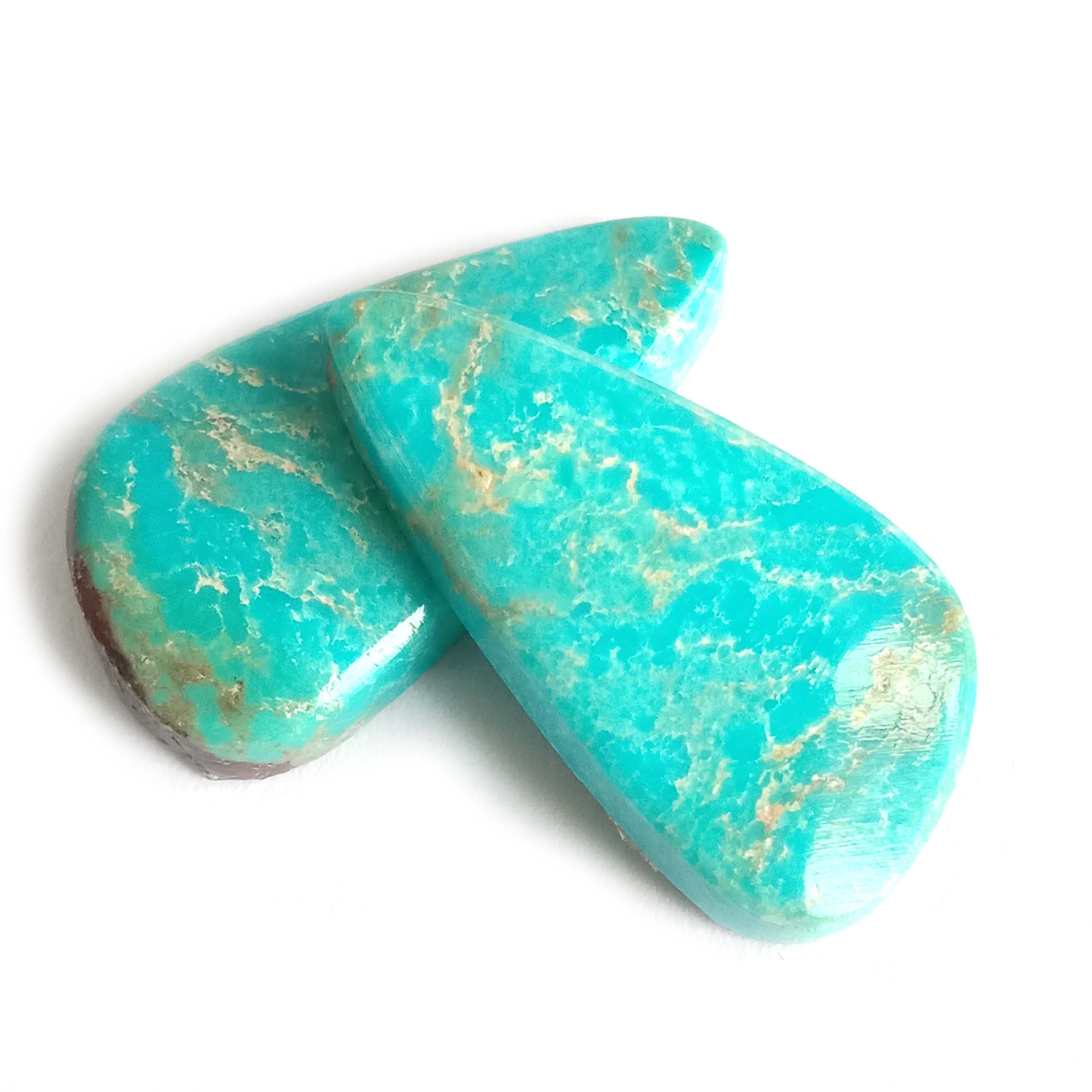Arizona Turquoise Smooth Pear Briolette Loose Gemstone Pair Smooth Beads 12x24mm Matching Pair 15