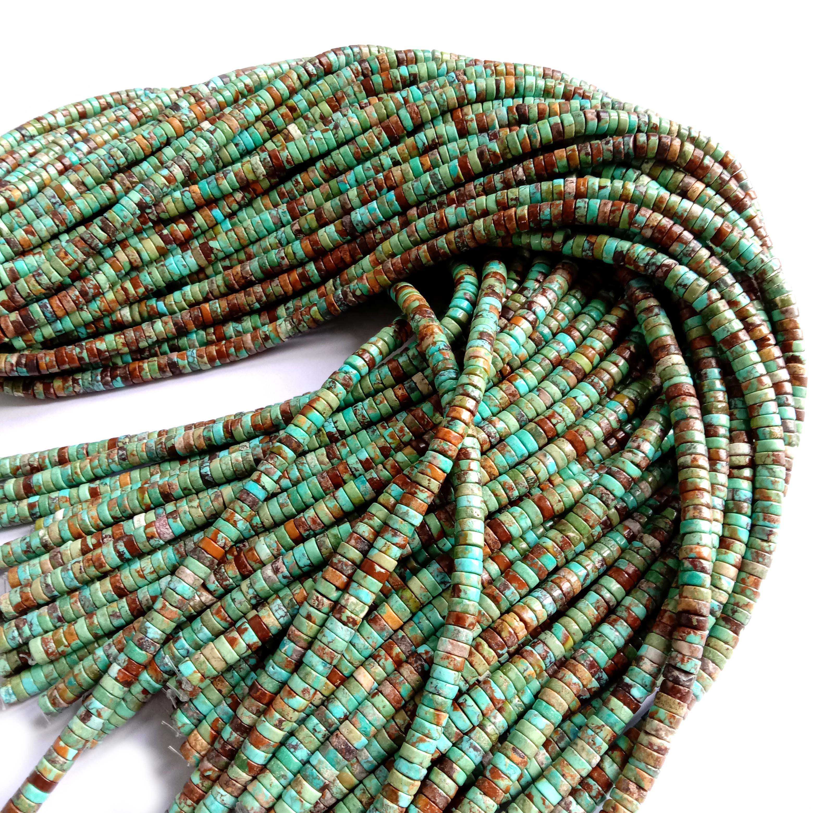 6mm Natural Turquoise Gemstone Heishi Slice Rondelle Beads 16 inch 18