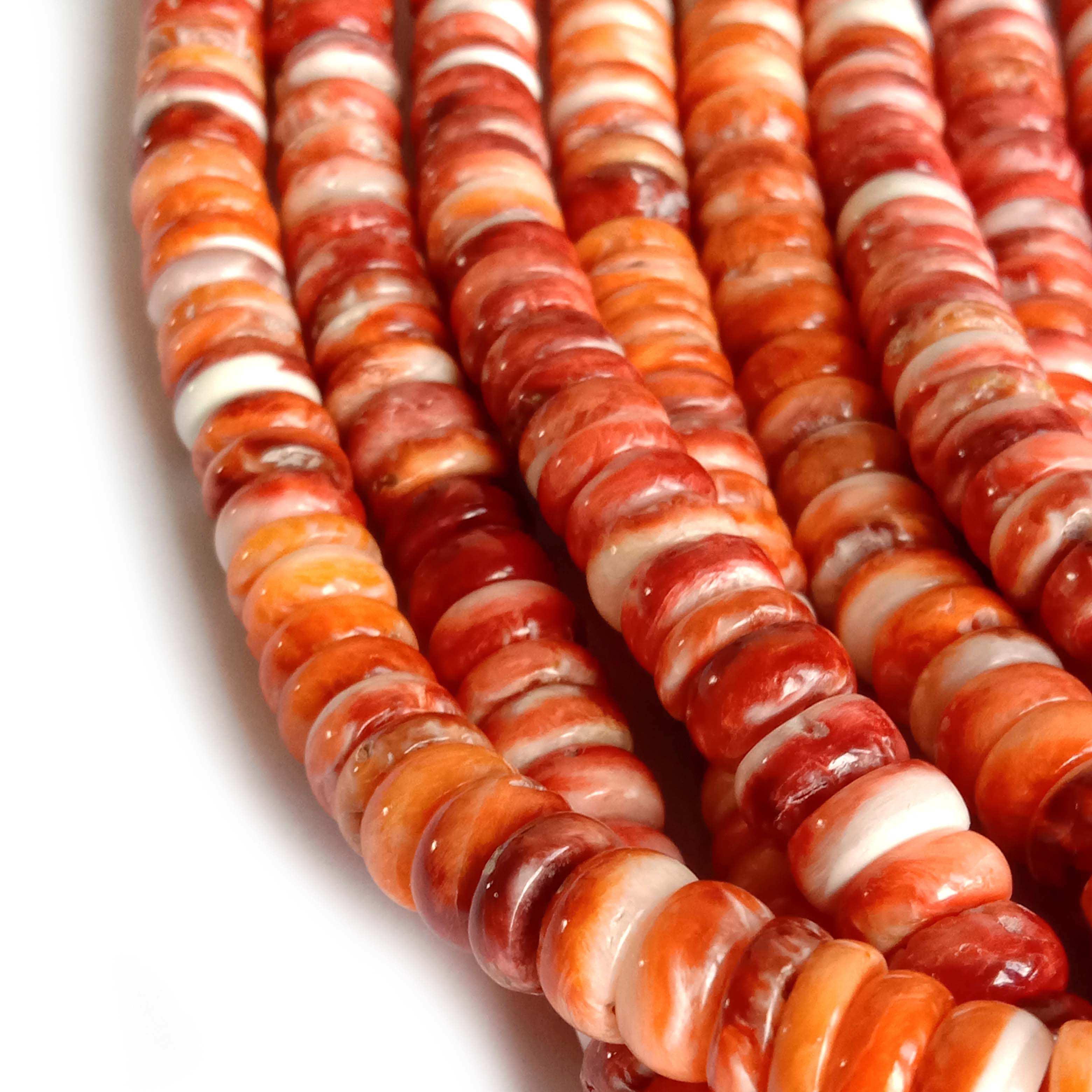Orange Spiny Oyster Beads 6mm Rondelles Natural Shell pro výrobu šperků 14