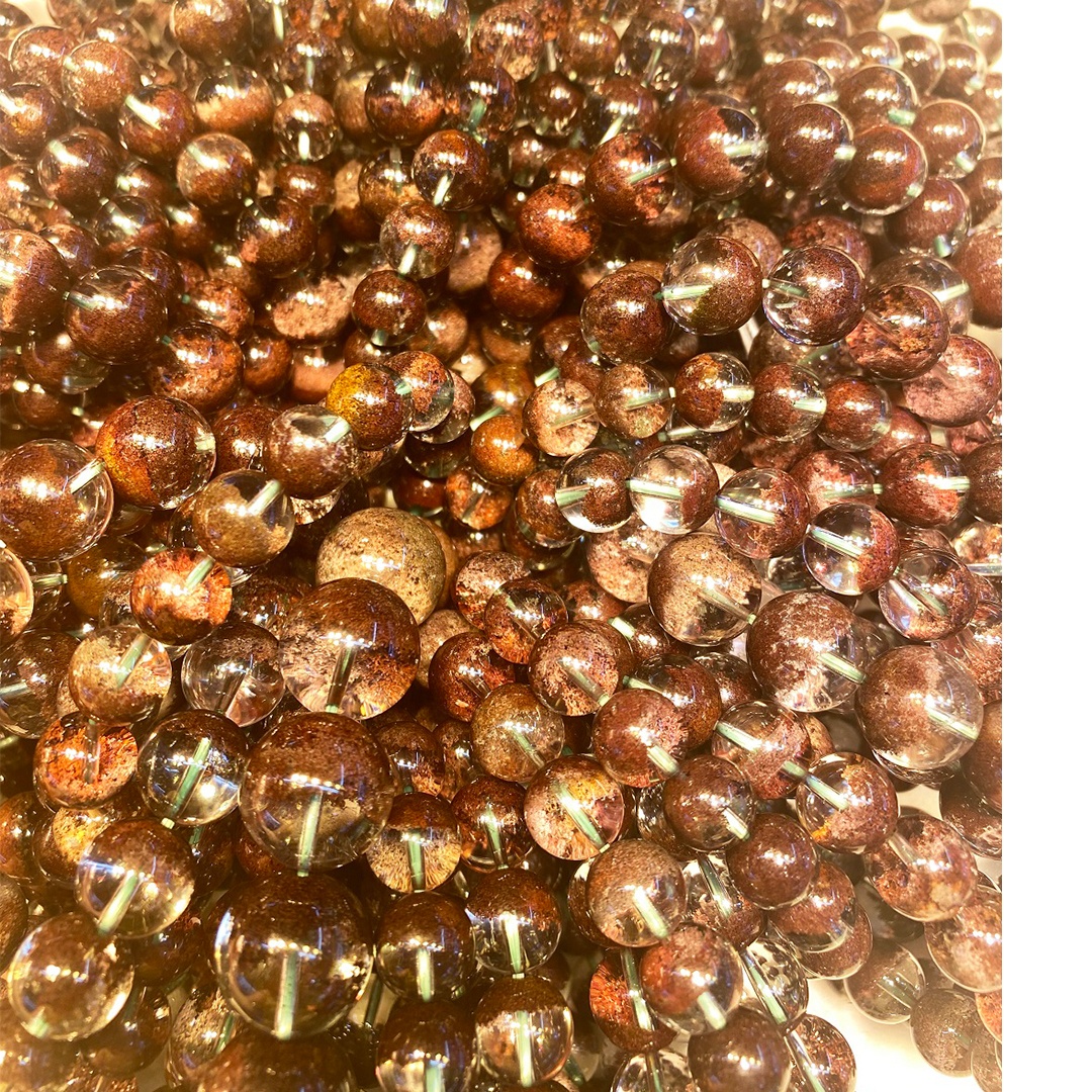 Gemstone round Beads ghost phantom quartz gemstone Mabenyane a nnete ka tlhaho 14