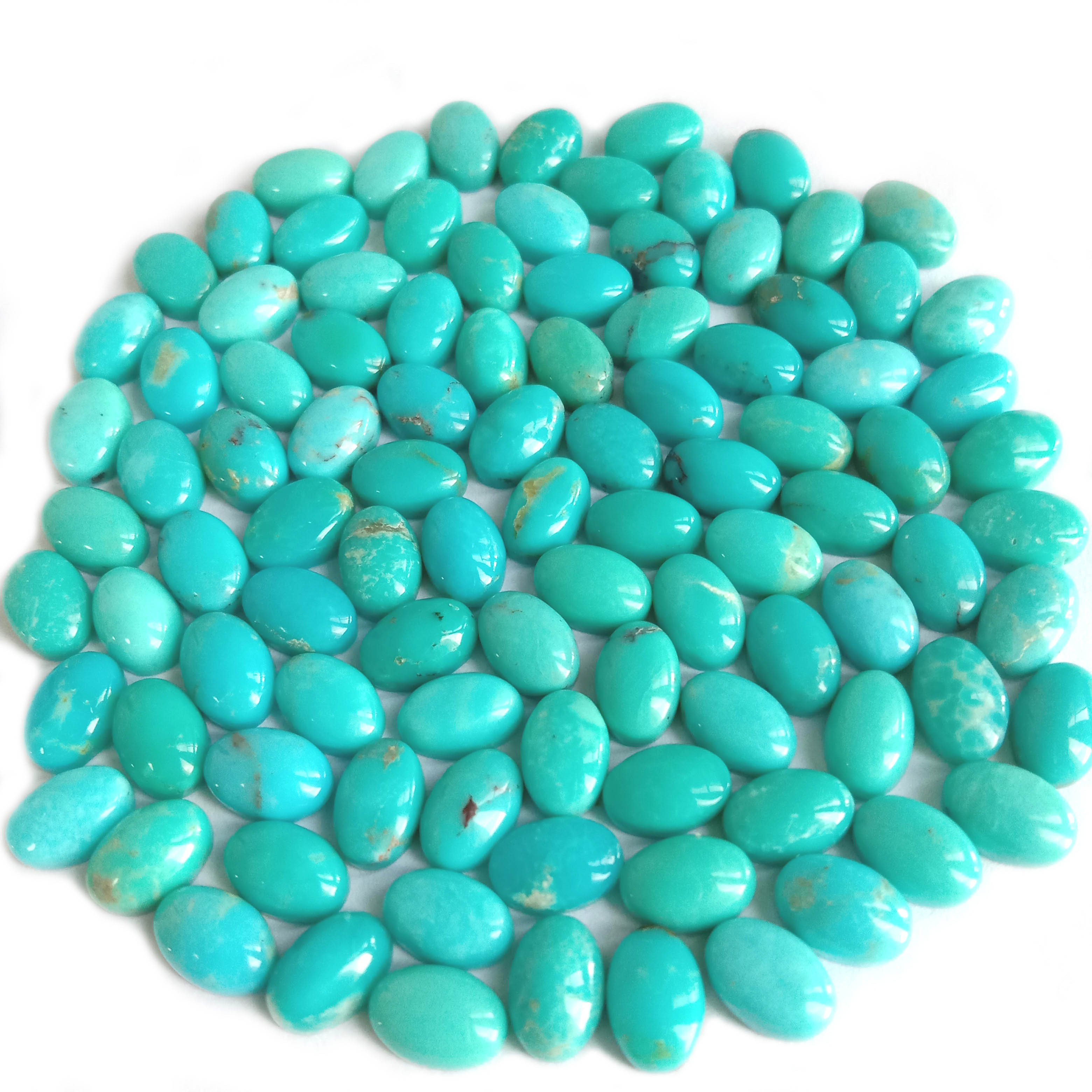 Turquoise Oval Shape Calibrated flat-back Cabochon Gemstone For Jewelry Making 15