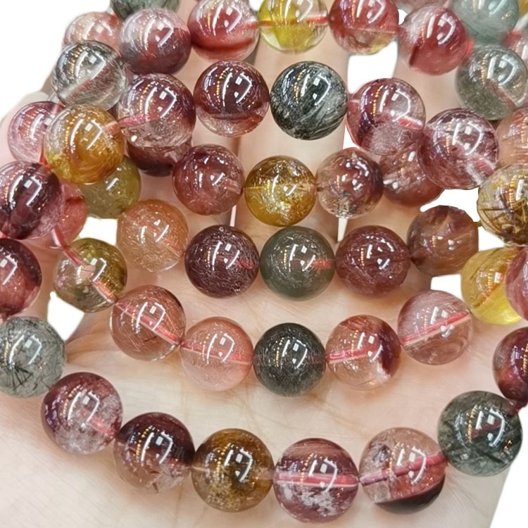 Cuarzo rutilado Pulsera de turmalina natural Chakra Cristal curativo Estabilidad Paz Felicidad Armonía Aura Duelo EMF Med 14