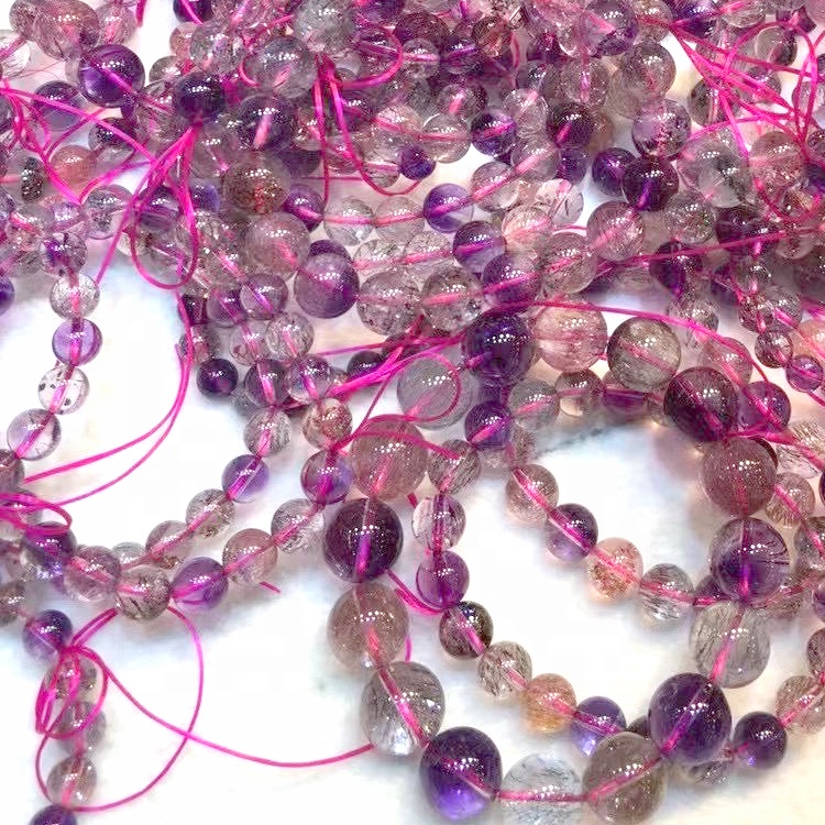 Pulsera de turmalina de sandía genuina Pulsera de cuentas de piedras preciosas de turmalina de sandía natural Brac curativo de cristal 14