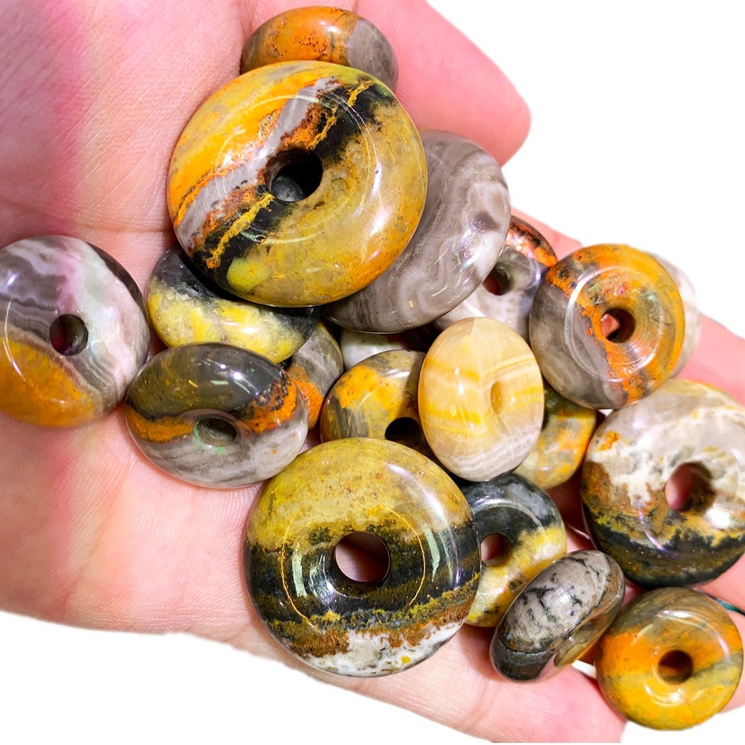 Natural Bumblebee donut gemstone yellow brown color genuine jewellery 14