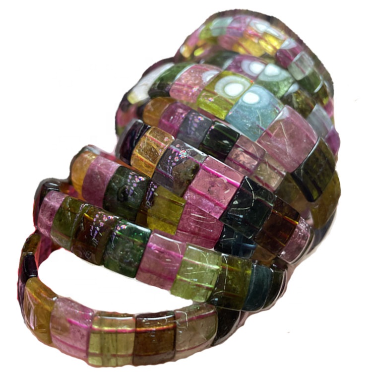 Tourmaline hot selling gemstones hand stacked cuffs embossed with Silver Ruby to make bracket tourmaline Round Beads 14