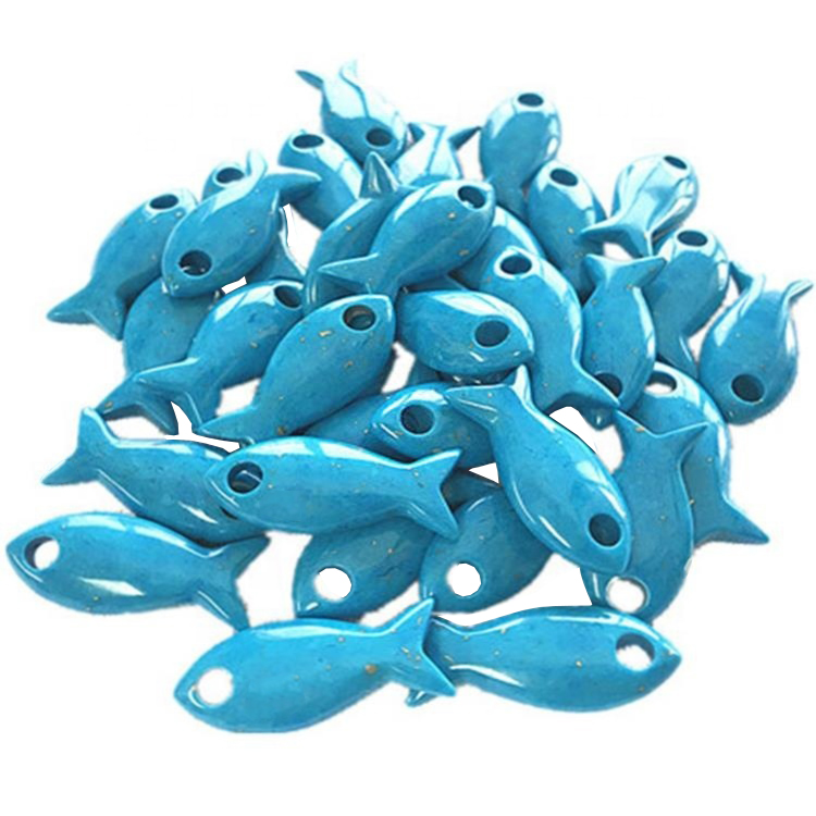 Unnatural Turquoise Samaki umbo la Bluu mng'aro na vito laini 15