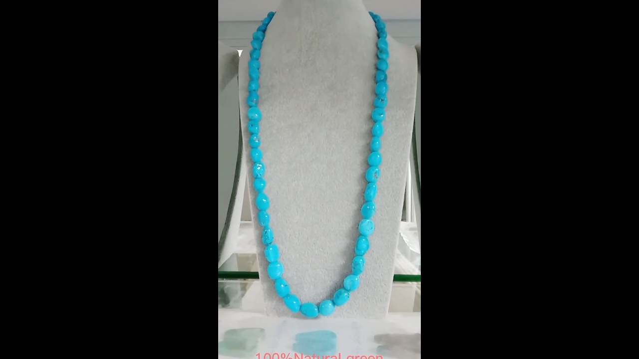 100% Ihe olu akwụkwọ ndụ akwụkwọ ndụ dị okirikiri Turquoise Smooth Beads 9