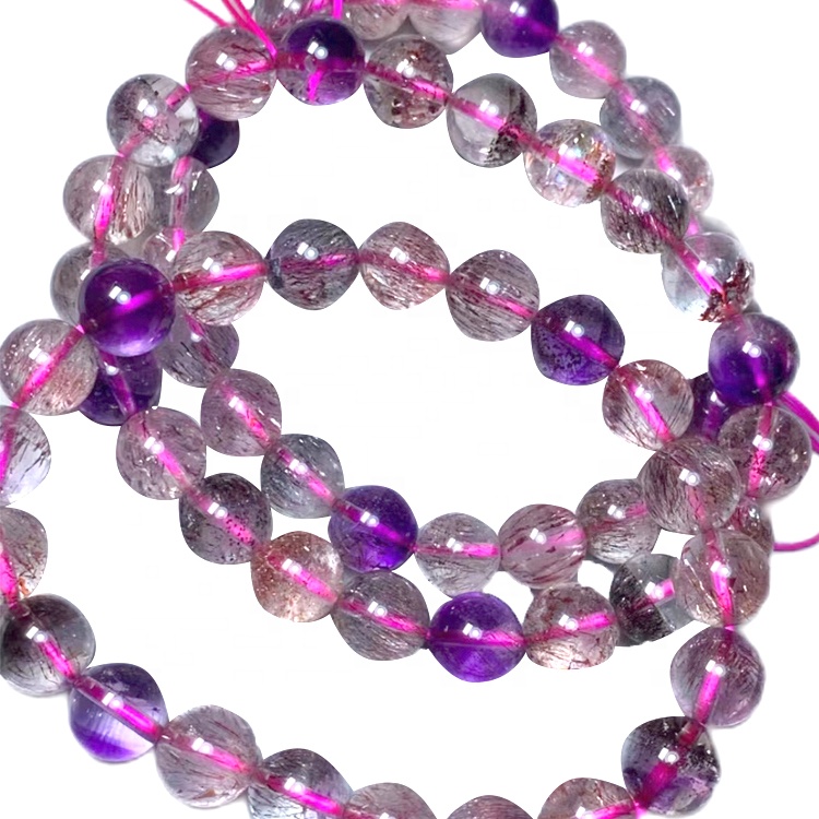 Pulsera de turmalina de sandía genuina Pulsera de cuentas de piedras preciosas de turmalina de sandía natural Pulsera elástica Pulsera curativa de cristal 14