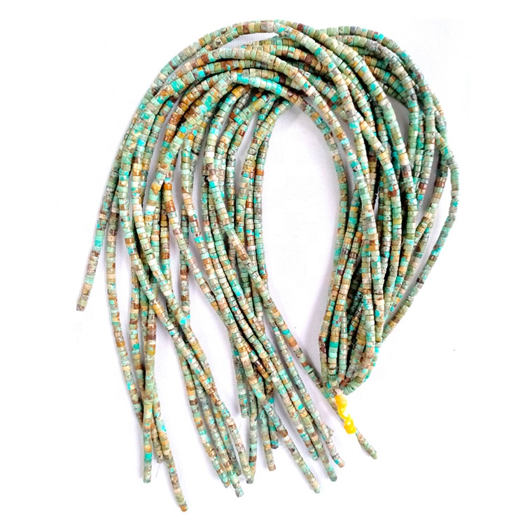4mm 100% All Natural Turquoise Heishi Rondelle Shape Γνήσιο σπάνιο φυσικό χρώμα Τιρκουάζ πολύτιμος λίθος Χαλαρές χάντρες 16 Αλυσίδα 18