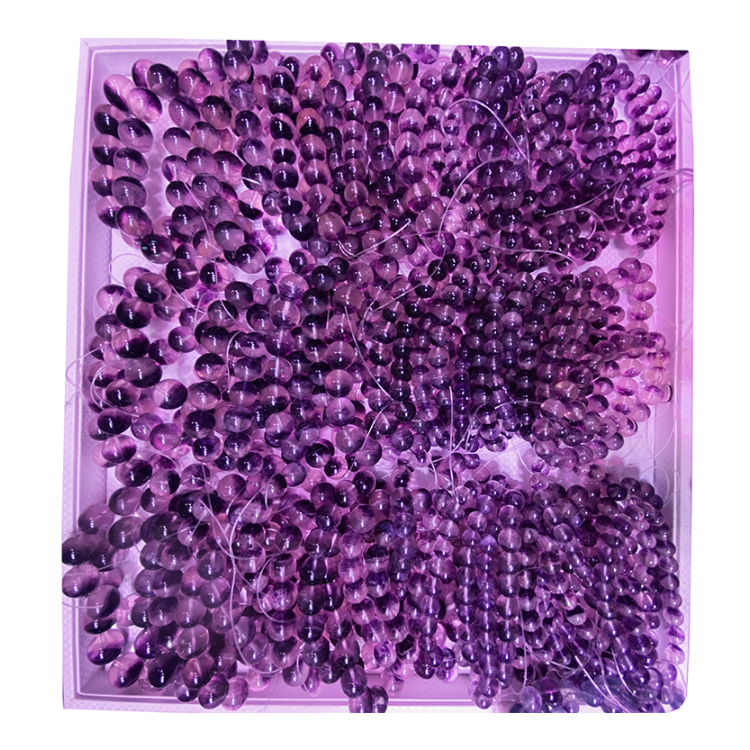 Pulsera de piedras preciosas Cuentas redondas naturales Hermosa fluorita Tamaño de gran calidad 6-10 mm 14