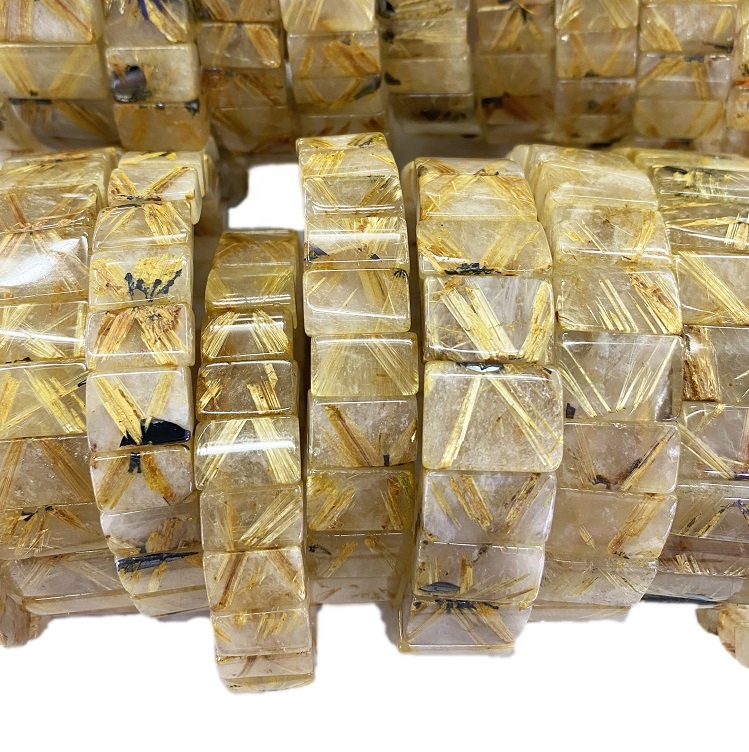 天然华丽宝石金手镯金色水晶大 8