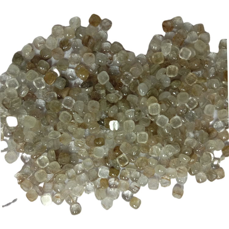 Natural nga Bulawanon nga Rutilated Quartz Square Shape Cabochon Gemstone 8x8mm 16