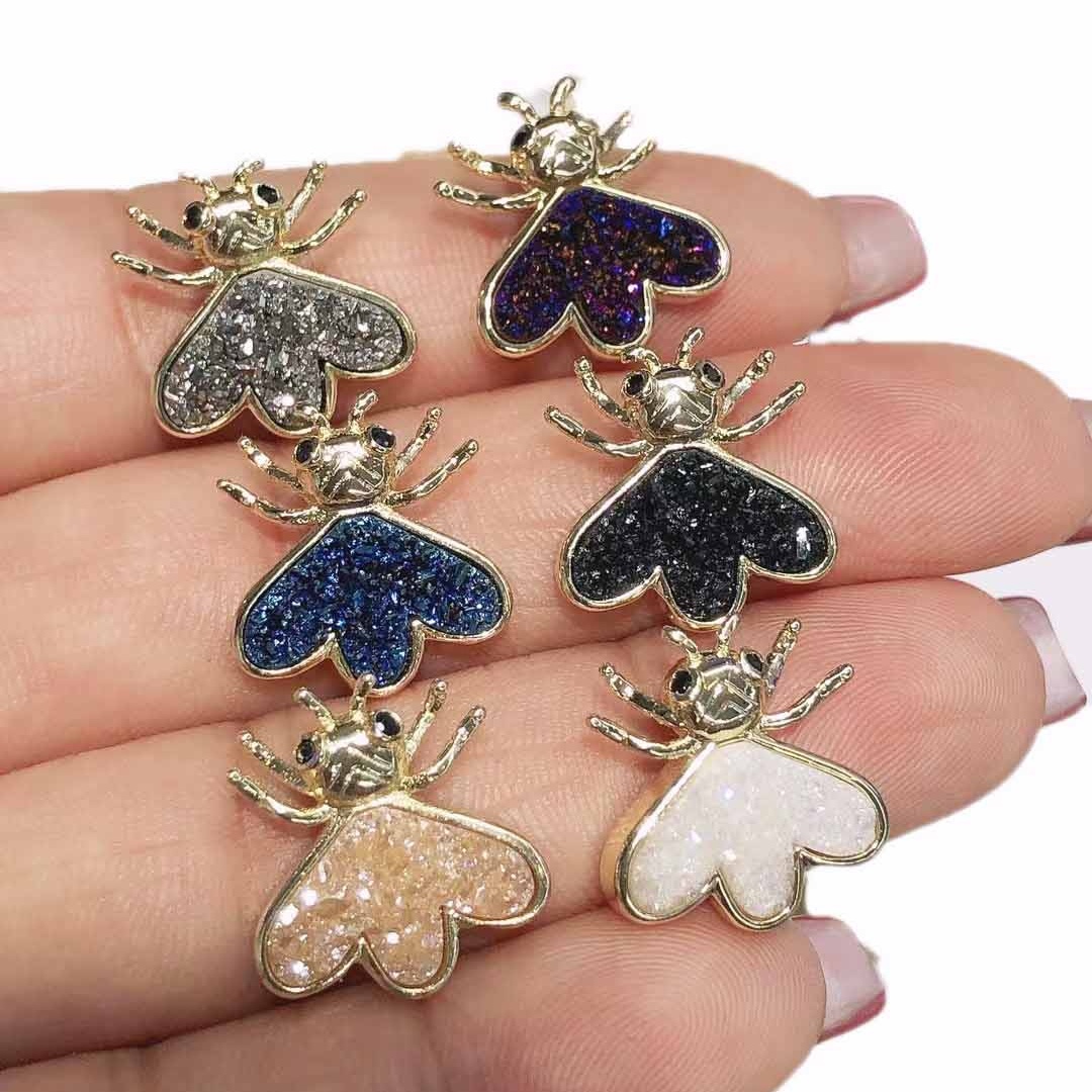 925 실버 꿀벌 다른 색상 독특한 디자인 진짜 자연적 매력 16