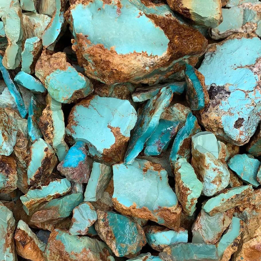 Blou turkoois klip rou turkoois materiaal vir sny 17