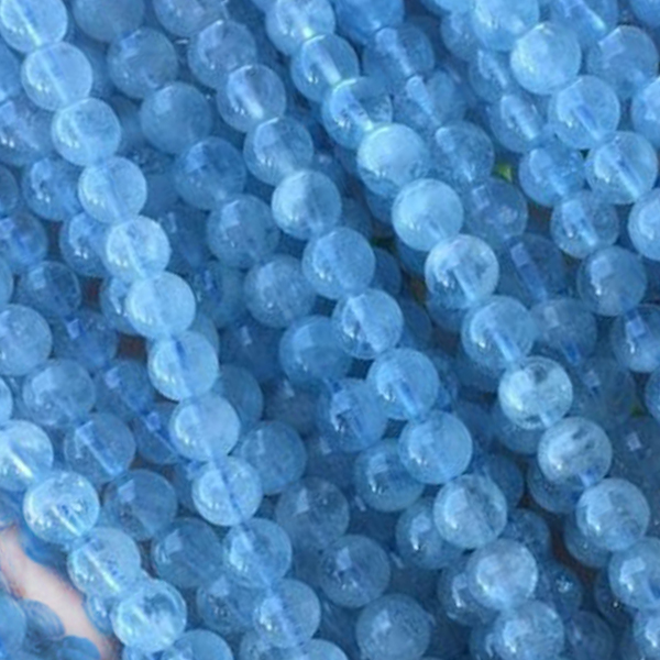 Milky Aquamarine Round beads Loose Stone 14