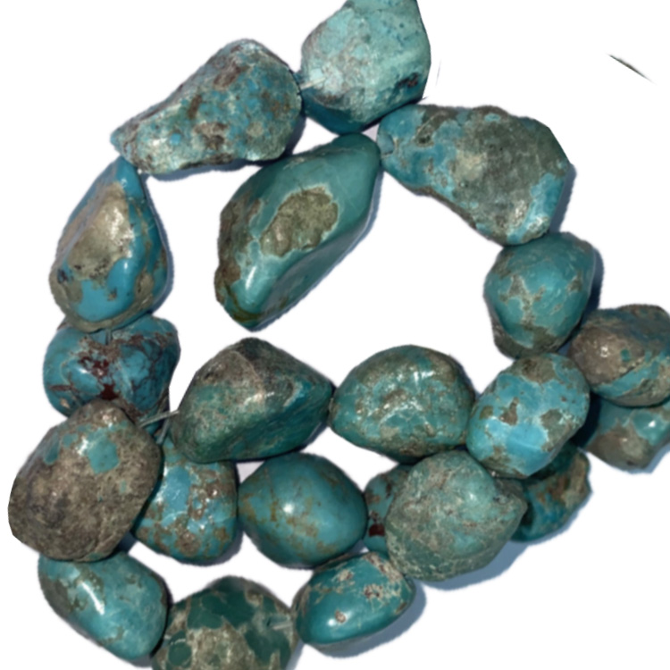 Təbii firuzəyi Nugget Chip Boş Gemstone muncuqları 18