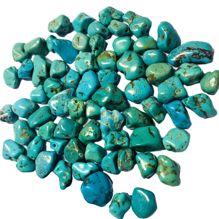 Təbii orijinal firuzəyi yaşıl gemstone nugget çip muncuqları 18