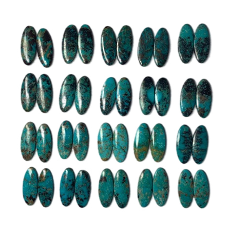 Kingman Turquoise Green Tilatiise Long Cabochons 15