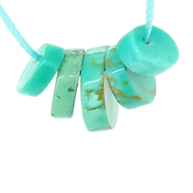 Naturale turcoaz rotund bead turn colier formă 15