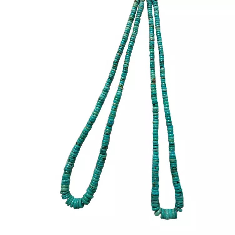 Natural Thin Dainty Turquoise Tower Shape Necklace length 16inch size 4-8mm 15