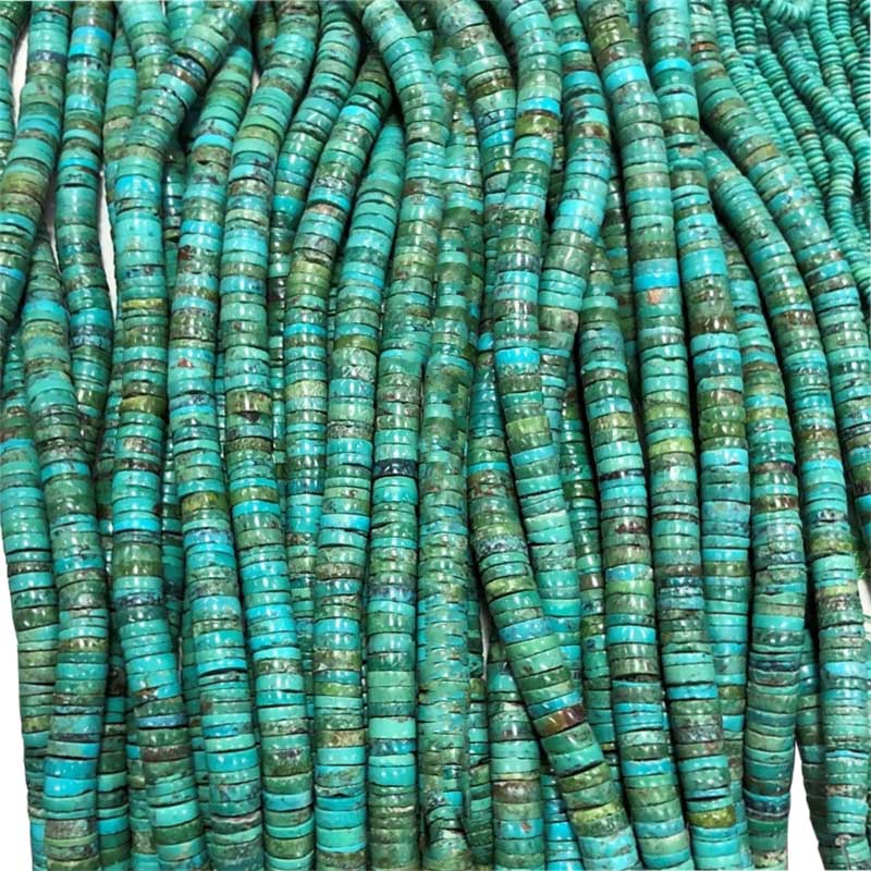 Yarım qiymətli muncuq növləri firuzəyi Heishi muncuqları hər parçanı kəsdi 18