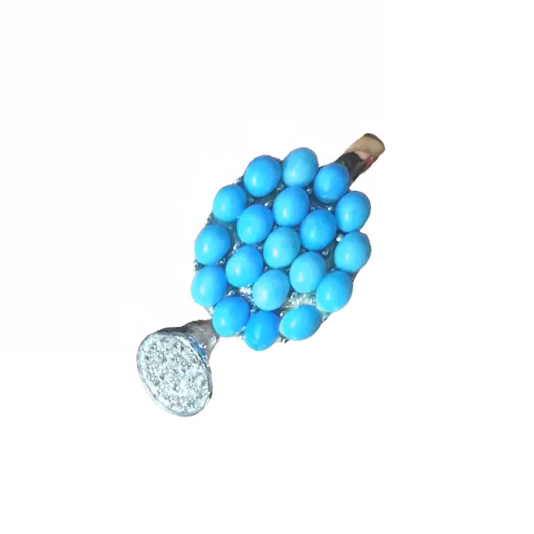 ლურჯი ოვალური ფირუზი Hollow out გაფორმება ბეჭედი Gemstone სამკაულები 15