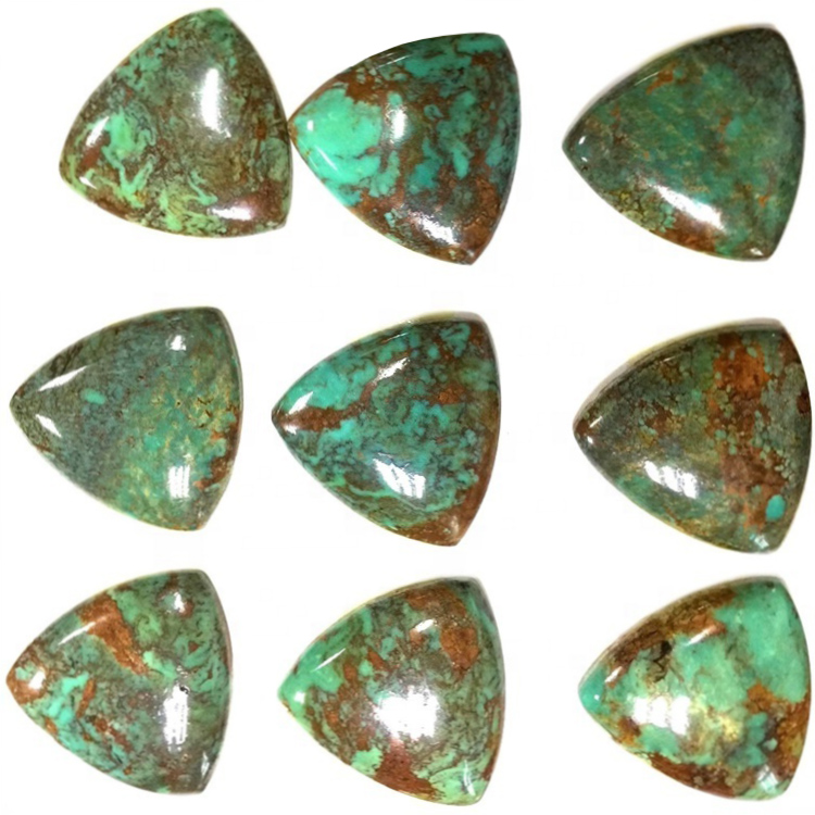 Kingman Turquoise Cabochon天然三角形凸茶龍羅伊斯頓綠松石|鬆散寶石手工飾品 15