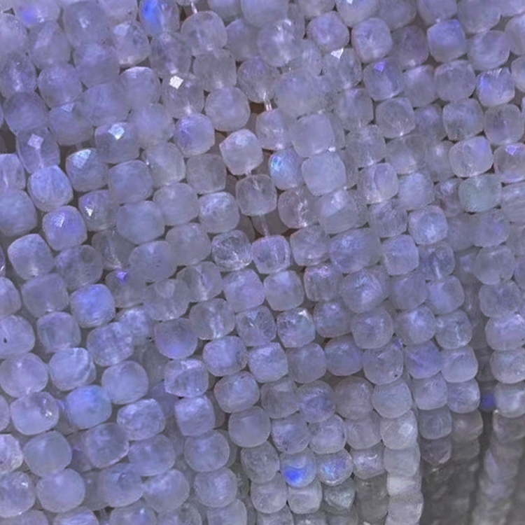 Moonstone ពណ៌ខៀវដែលមានពណ៌ខៀវរលោងអង្កាំដែលមានរាងមូលរលោង 14