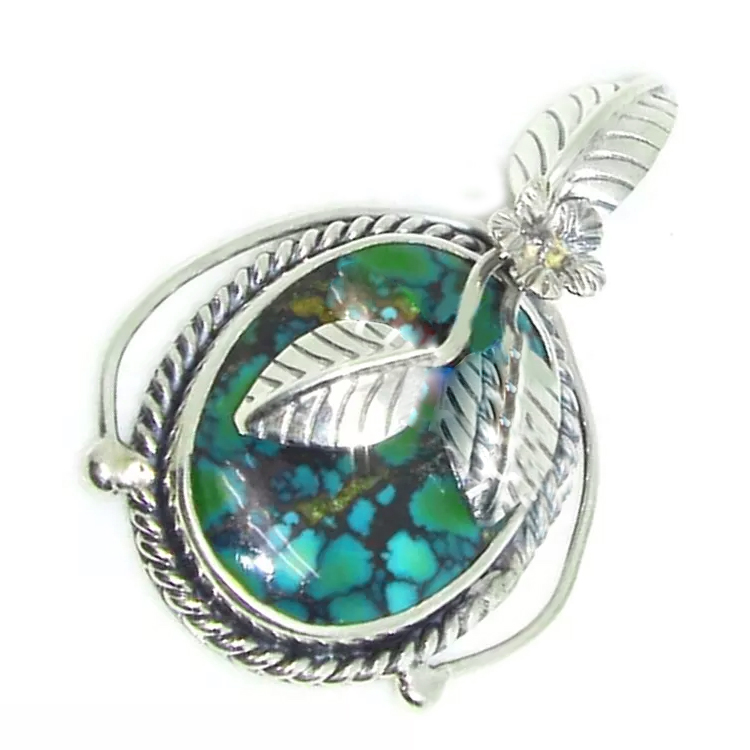Erstaunlech Turquoise Pendant 925 Sëlwer Sëlwer Turkoise Gemeindeston 15
