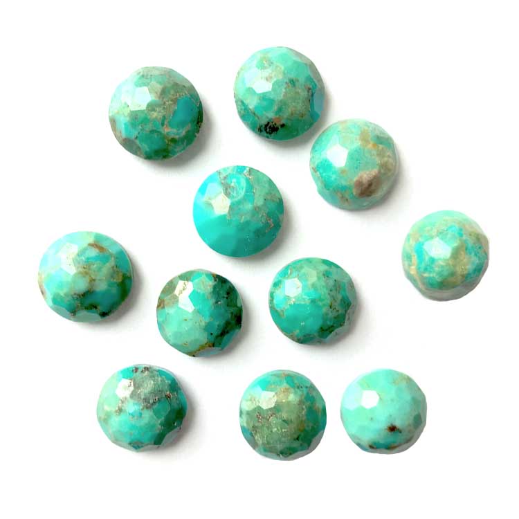 Natural Really gimsteinar Túrkísblár cabochon kringlótt grænblár Cabochon gimsteinar Bakhlið Flat Túrkís himinblár 15