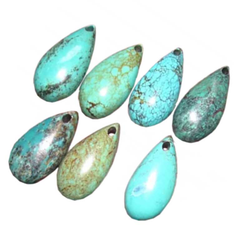 Kingman Turquoise Pear berbentuk Teardrop Cabochon Cab Gemstone 15