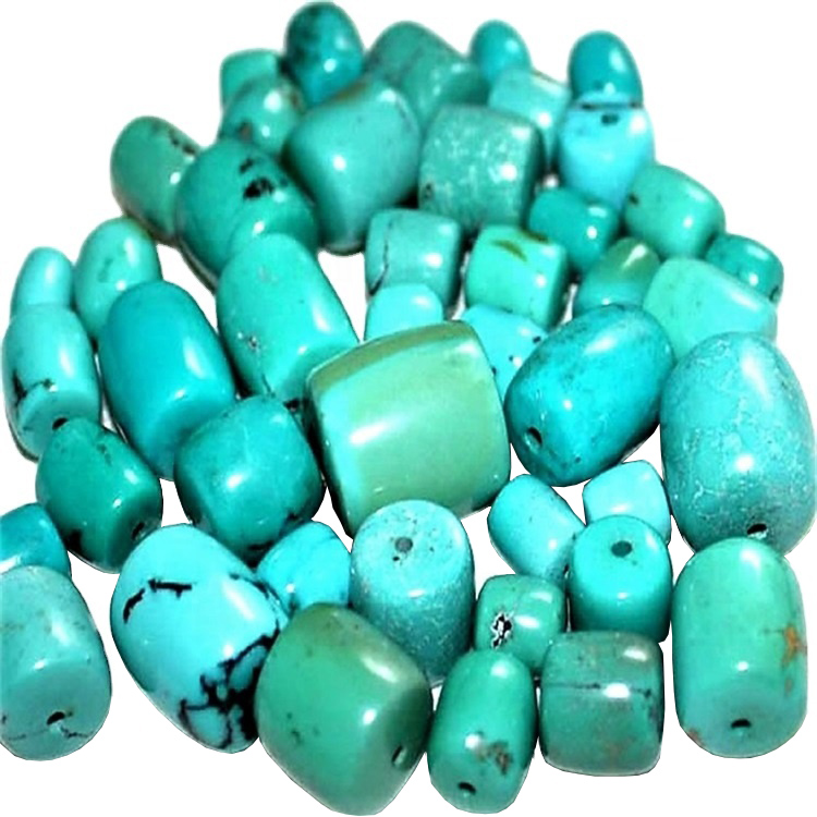 כחול טורקיז אבן חן רונדל גודל 10-11 ממ חרוזים רופפים גדולים חלק קינגמן טורקיז טבעי 18