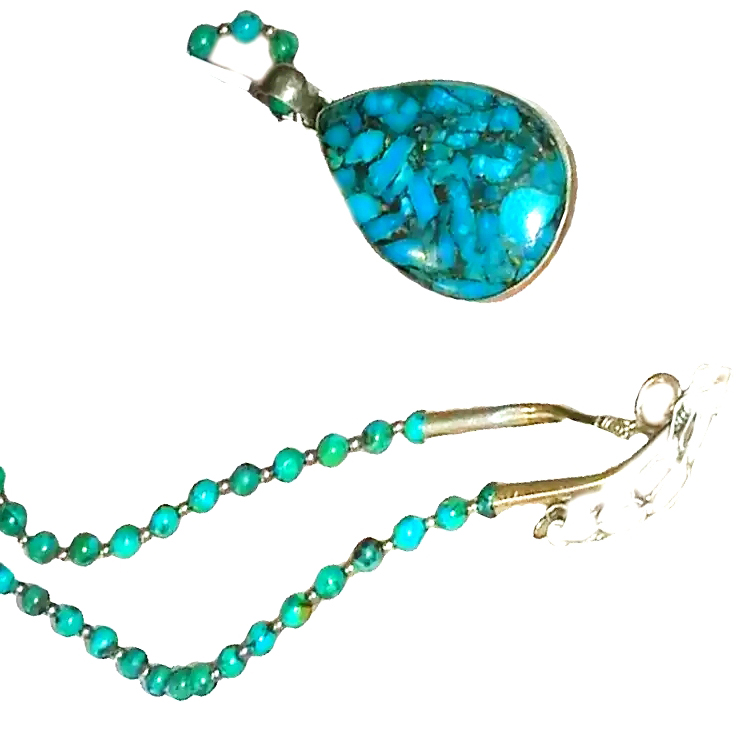 Manik Natural Turquoise Beads Barang Kemas Kalung 15