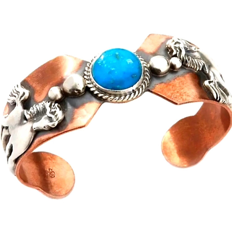 Đá quý Ngọc lam Cuff Cuff Natural Turquoise Đá quý bangle 925 Bạc Cuff bangle 38