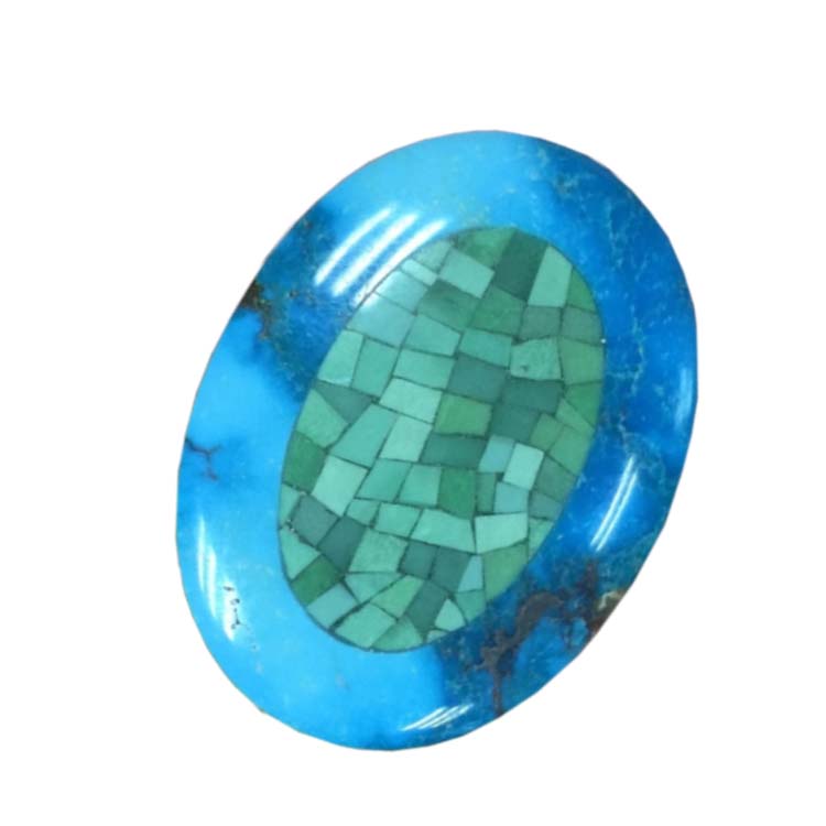 Wholesale Handmade Natural green Turquoise inlay bule Turquoise obsidian Mosaic cabochons 15