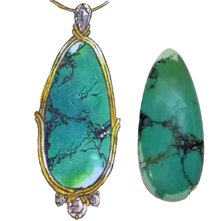 தொழிற்சாலை நேரடி விற்பனை 925 ஸ்டெர்லிங் சில்வர் டர்க்கைஸ் நகை ஸ்டெர்லிங் வெள்ளி கிங்ஃபிஷர் பதக்கத்தில் டர்க்கைஸ் 15