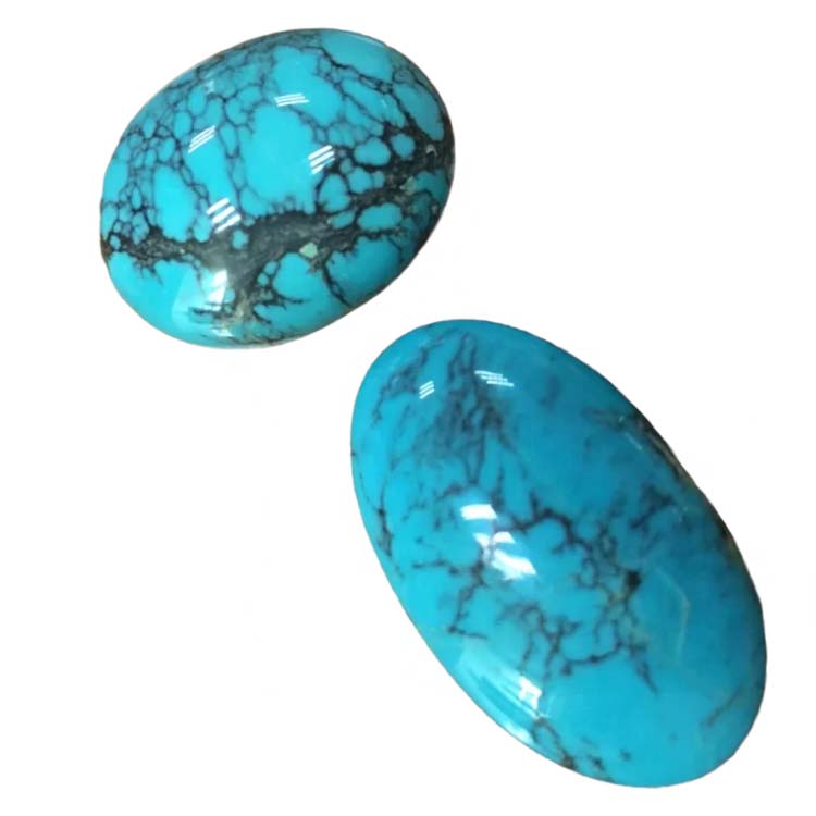 Natural Bule Spider WEB Turquoise Cabochon Spiderweb Ngọc lam Đá quý Đen và Xanh Lớn Oval Cabal 37