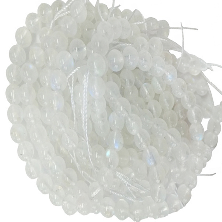 Rainbow Natural Moonstone Redondo Beads Gemstone Blanco Cuentas únicas Joyas sueltas 14