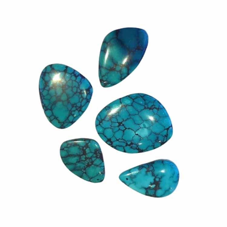 ಪೆಂಡೆಂಟ್ ಆಭರಣ ತಯಾರಿಸಲು ಹ್ಯೂಬಿ ಟರ್ಕೋಯಿಸ್ ಜೆಮ್ಸ್ಟೋನ್ ಕ್ಯಾಬೊಚನ್ಸ್ 15