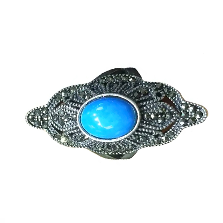 Beautiful and noble peacock Turquoise ring The main tone is blue Jewelry 15