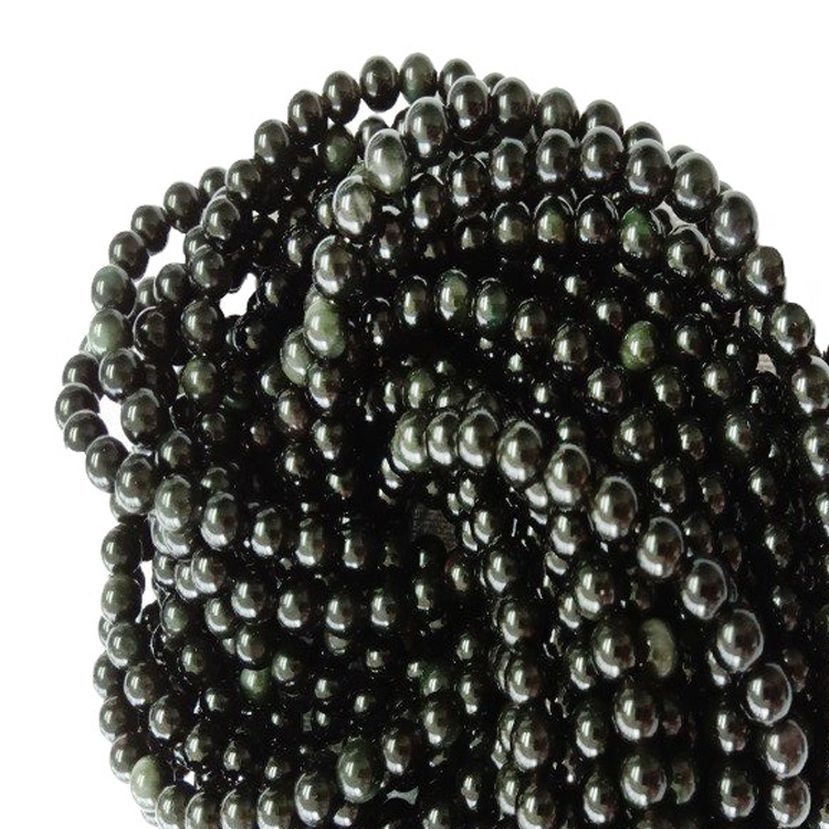 Wholesale Genuine Natural Rainbow Obsidian Black Colorful Gemstone Charm Loose Round Beads  jewelry 14