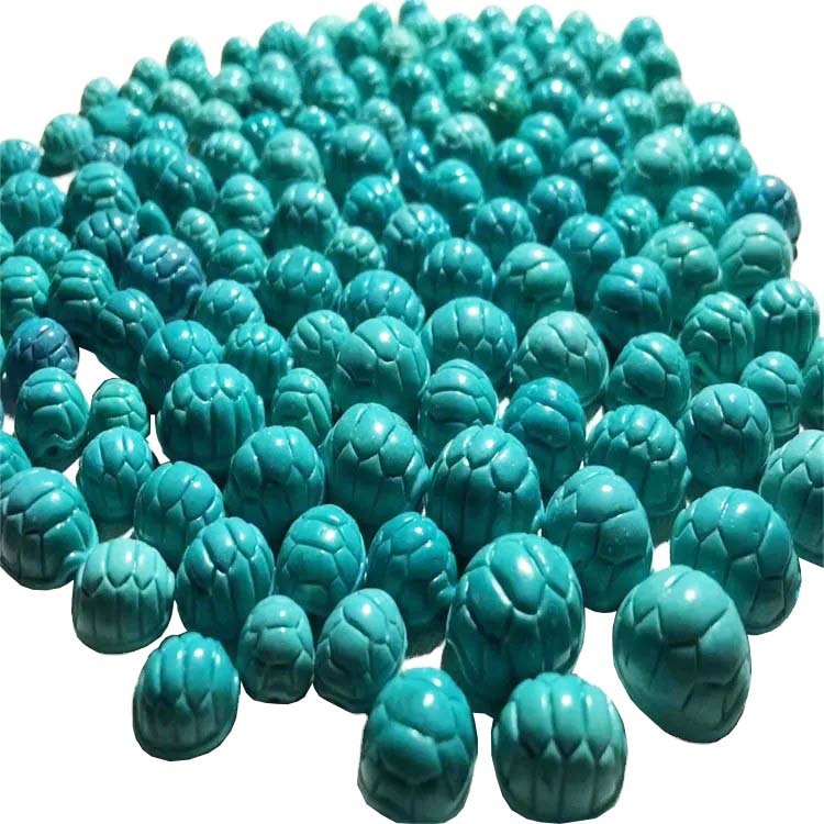 ബൾ കളർ കൊത്തിയെടുത്ത ടർക്കോയ്സ് ബോഡുകൾ ആഭരണങ്ങൾ ആഭരണങ്ങൾ 12 എംഎം കൊത്തിയെടുത്ത സ്റ്റെംസ്റ്റോൺ ജ്വല്ലറി 15